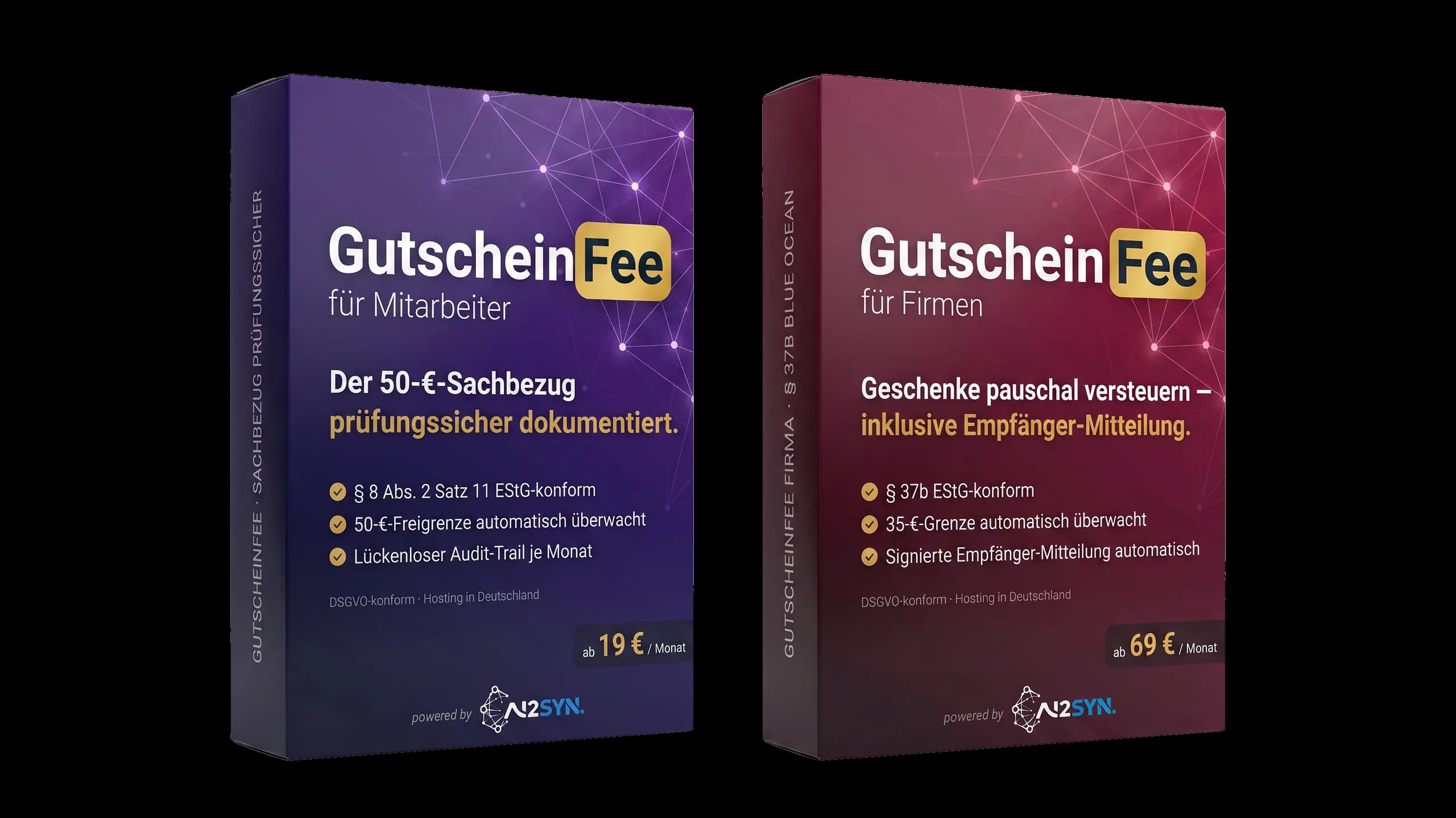 GutscheinFee für Mitarbeiter und für Firmen nebeneinander