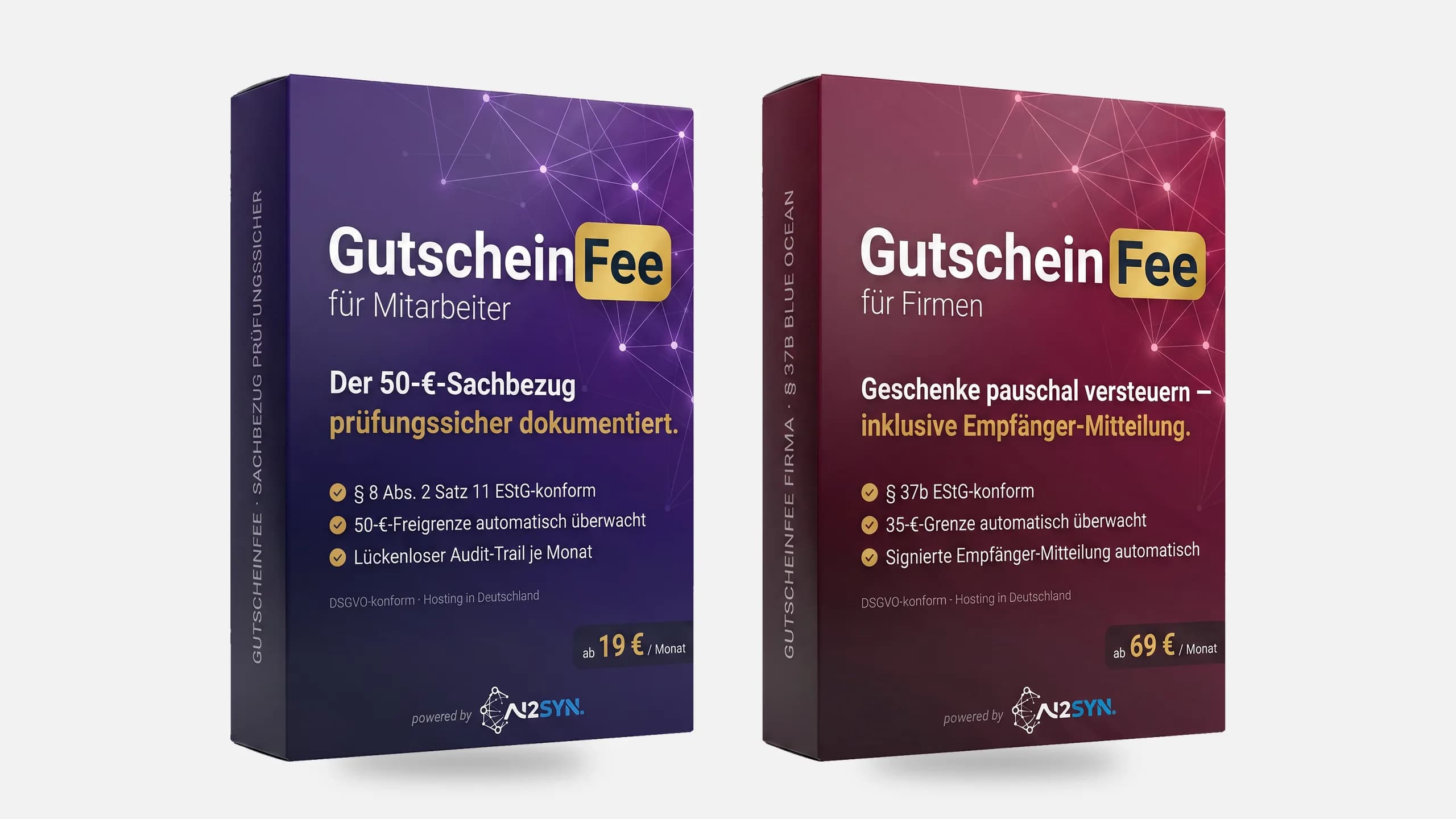 GutscheinFee für Mitarbeiter und für Firmen nebeneinander