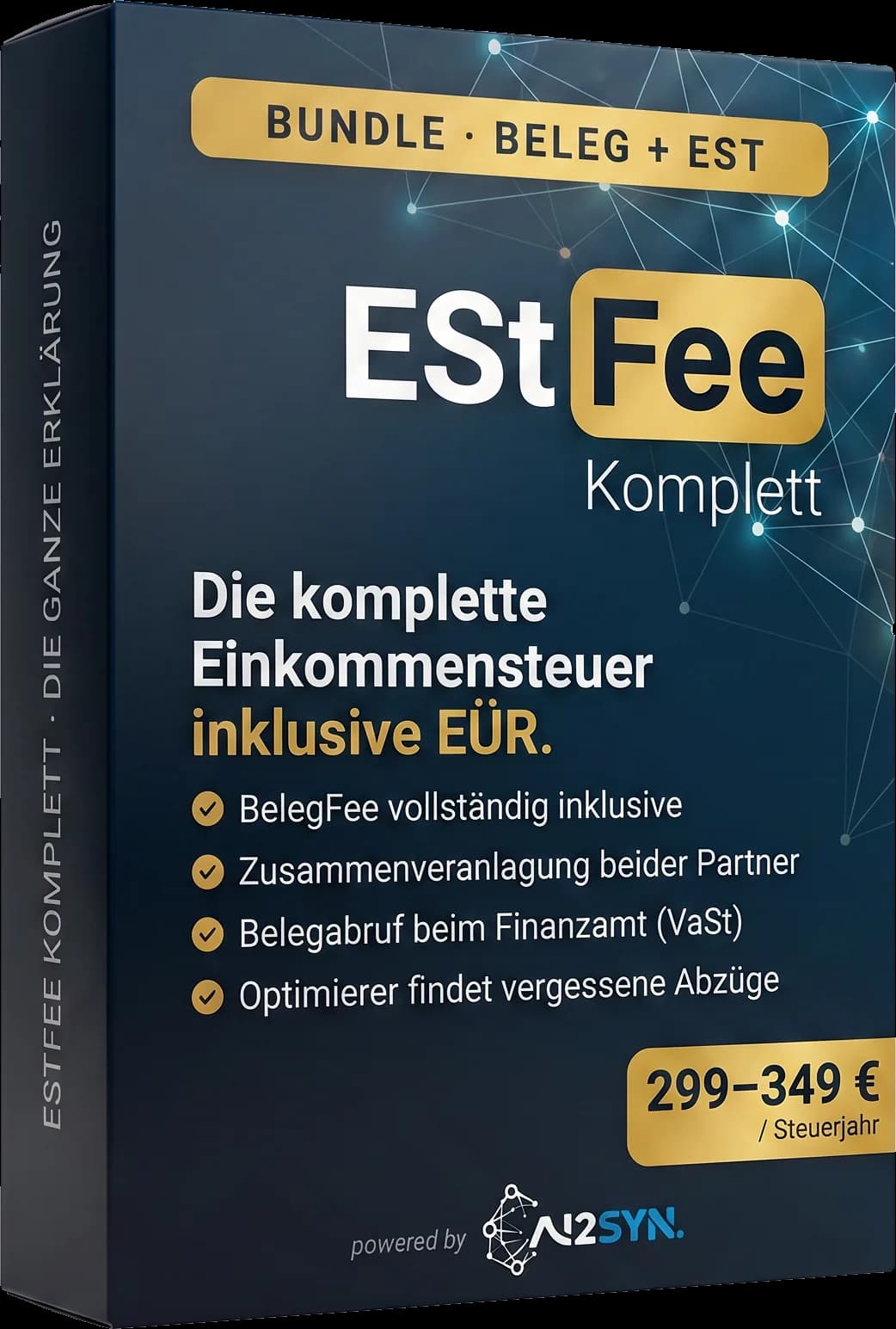ESt-Fee Komplett Produktverpackung — Einkommensteuer inklusive EÜR, 299 bis 349 Euro je Steuerjahr